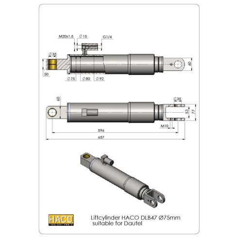 Emelő munkahenger DLB47 d=75mm