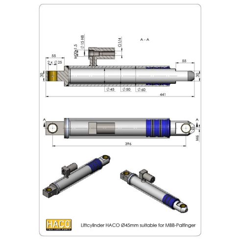 Emelő munkahenger d=45mm