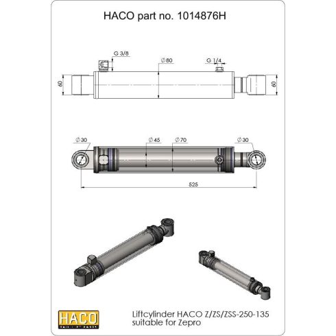 Emelő munkahenger Z/ZS/ZSS-250-135