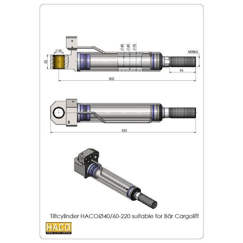 Billentő munkahenger d=40/60-220